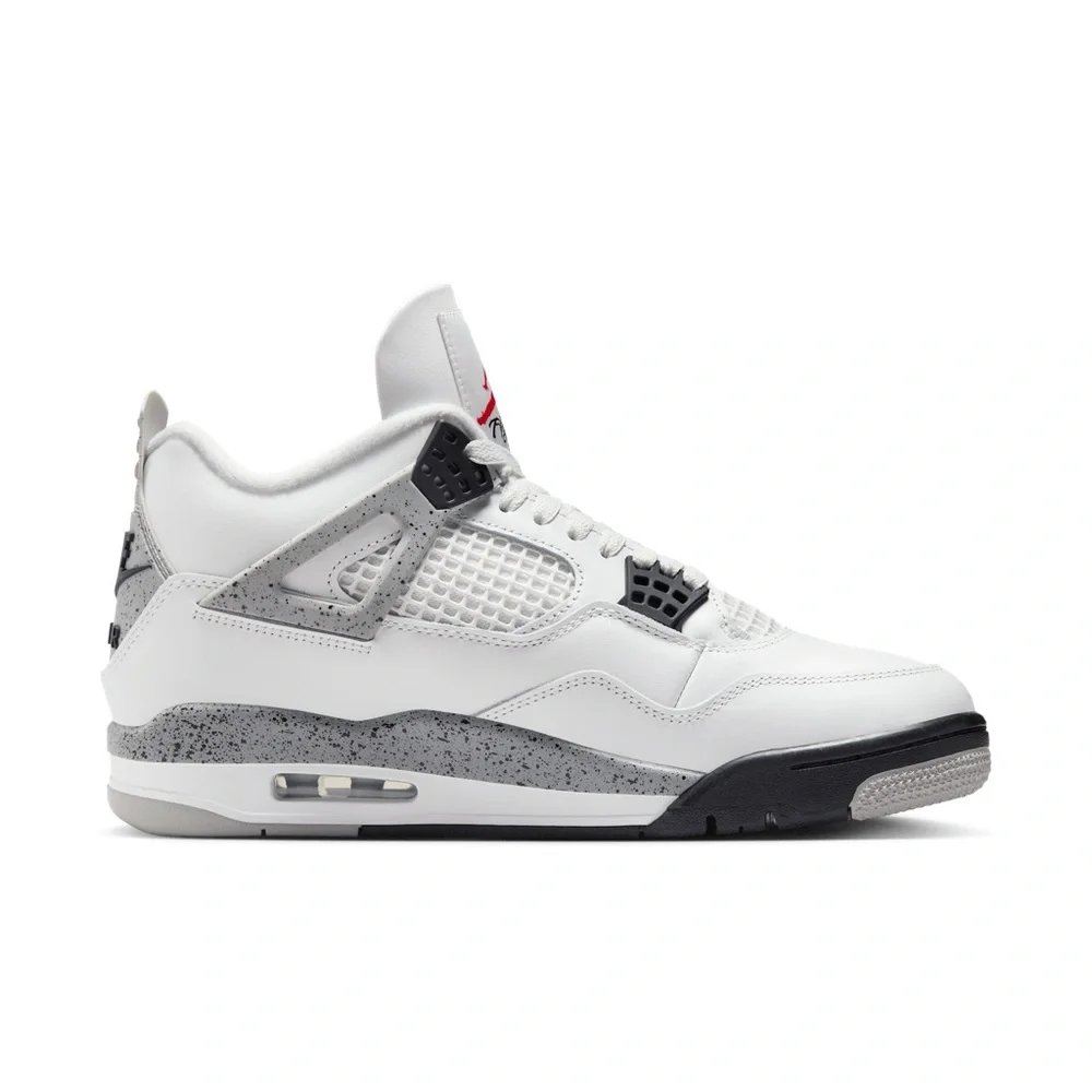 Air Jordan 4 Retro Men's White and Black Sneakers - Picture 4 of 9